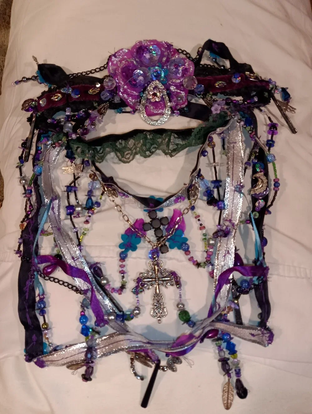 Handcrafted Purple Beaded Cross Hairpiece – Women's  Accessories